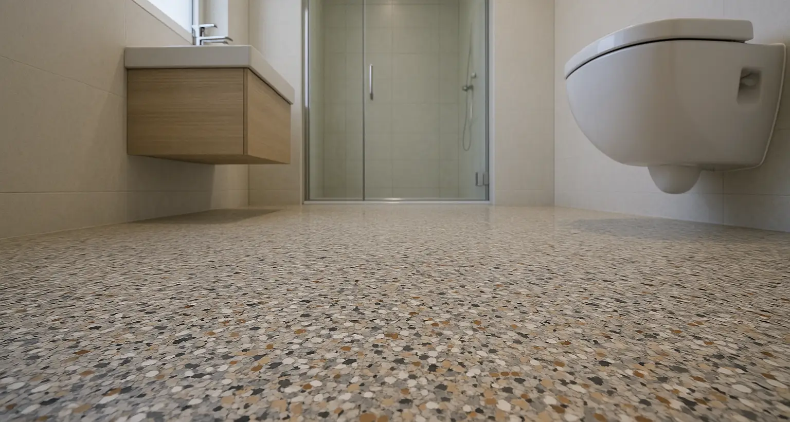 terrazogulv badeværelse