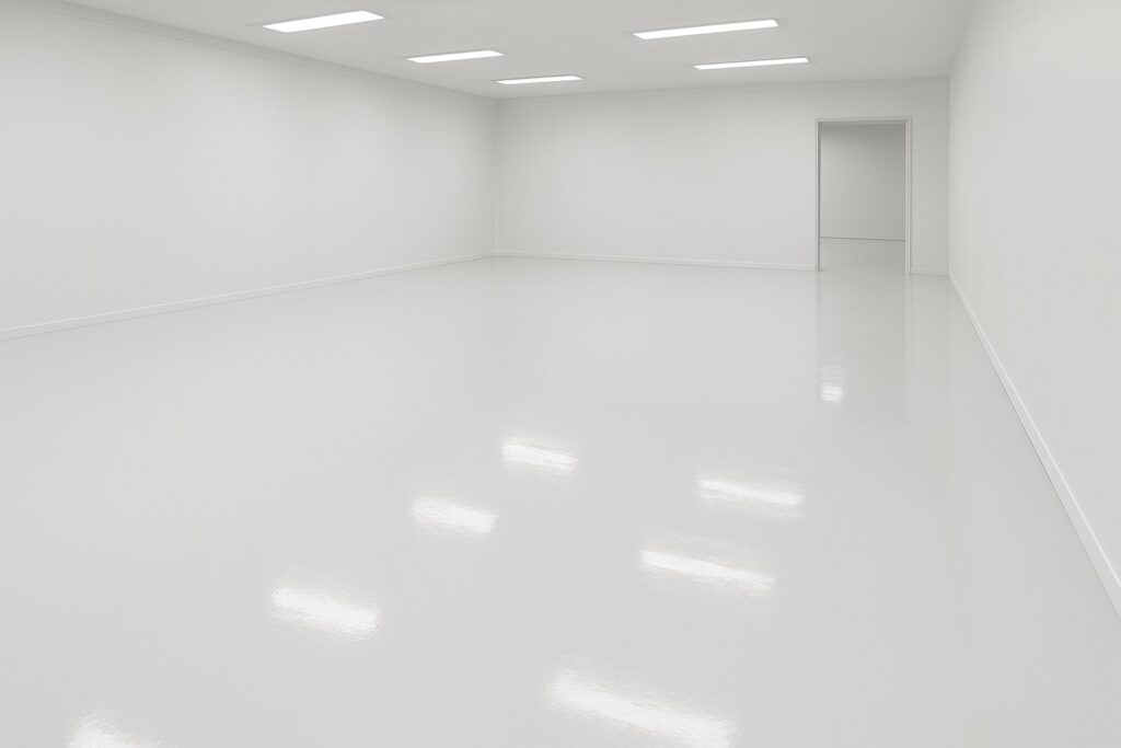 Kridhvidt epoxy gulv