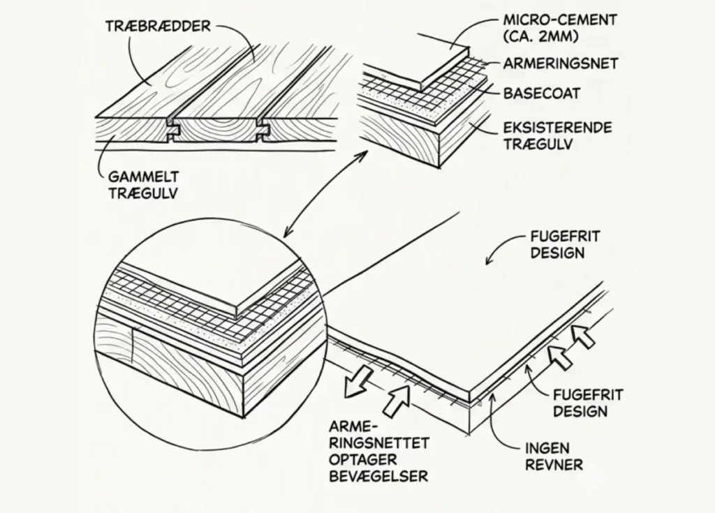 Microcement på trægulv