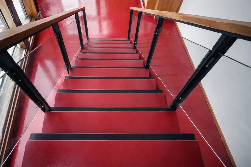 rød linoluemstrappeopgang